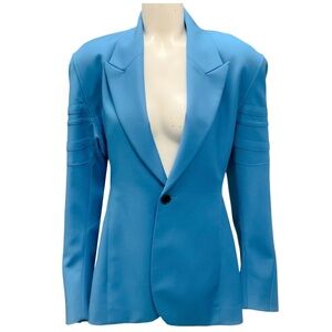 BONBOM TURQUOISE SPRING 2022 BIKER CUT HOURGLASS BLAZER